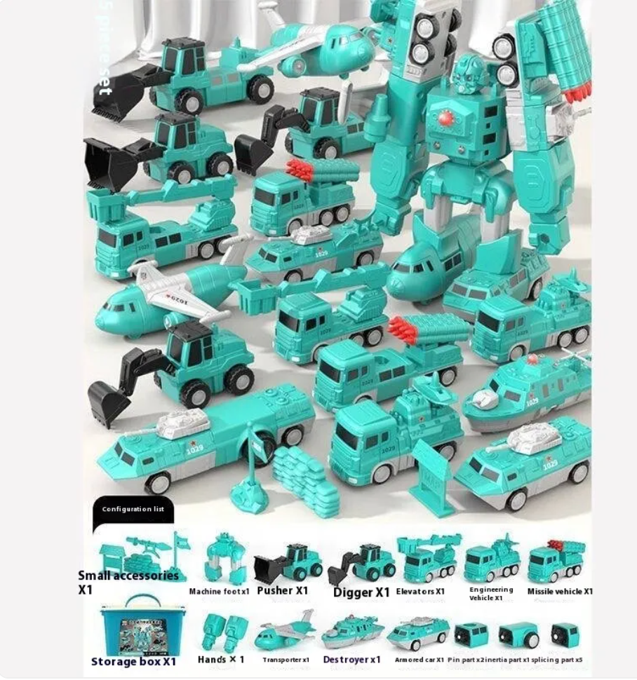35-Piece Magnetic Building Blocks Set – Engineering & Military Series for Kids