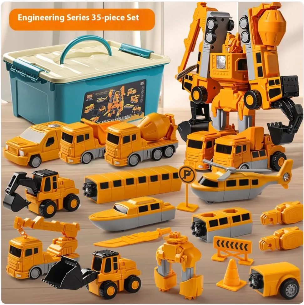35-Piece Magnetic Building Blocks Set – Engineering & Military Series for Kids