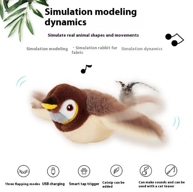 Flapping Bird Cat Toy – Self-Moving Electronic Feather Toy for Cats